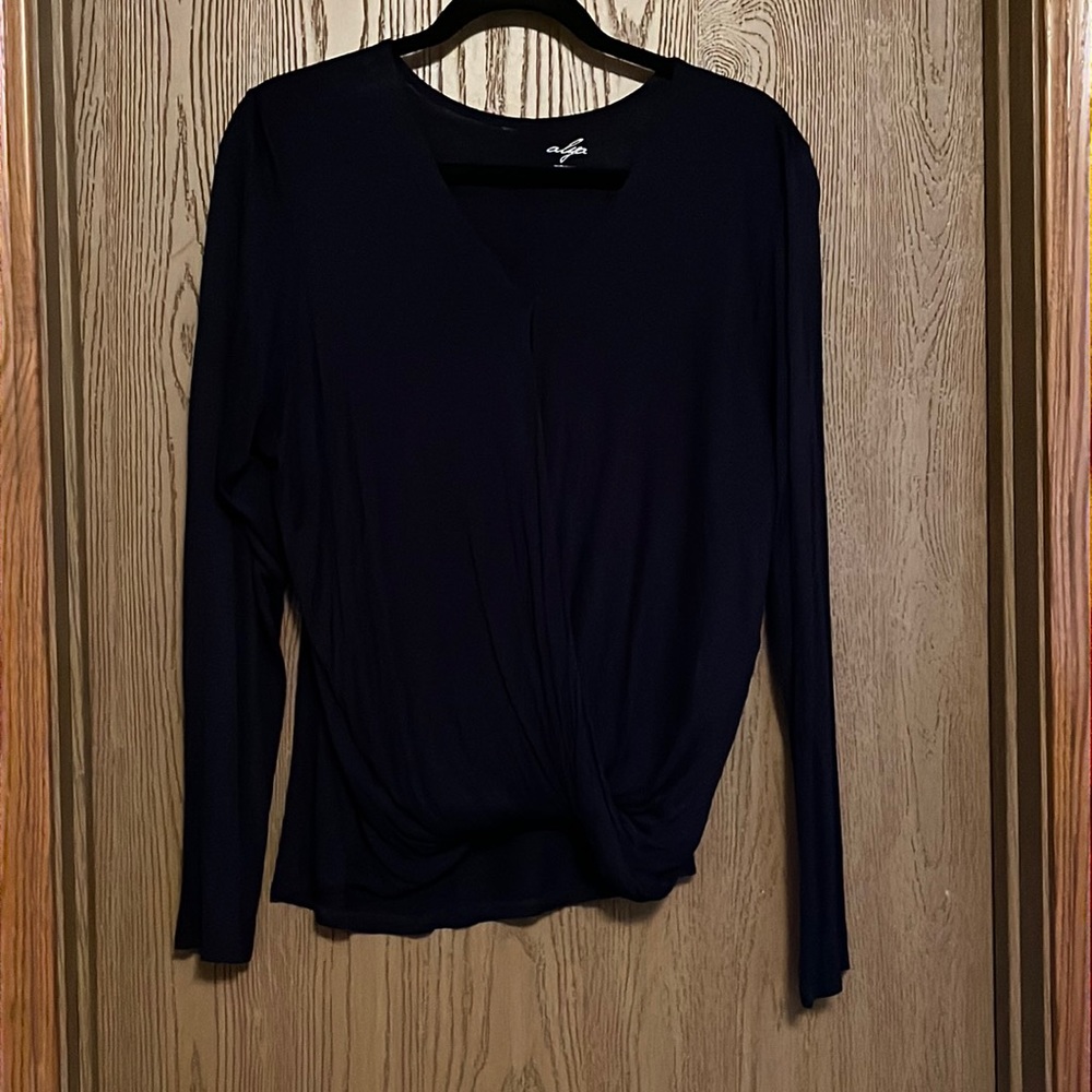 Navy Blue Draped Blouse - Large